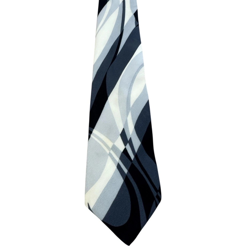 Carlo Palazzi - Neck Tie - Black 100%  Silk - Geometric - Hand Made‎ In Italy